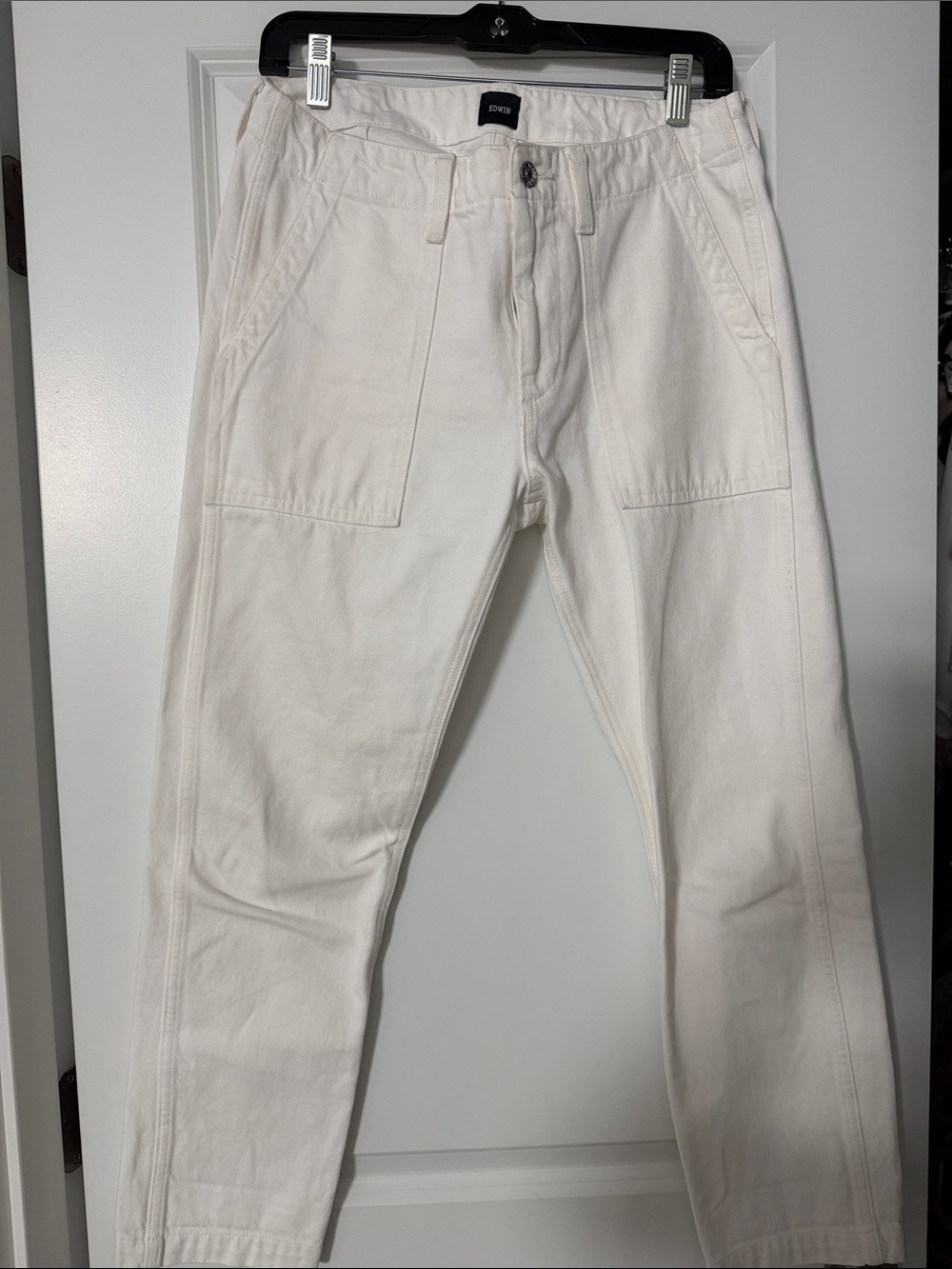 Edwin White Cotton Pants